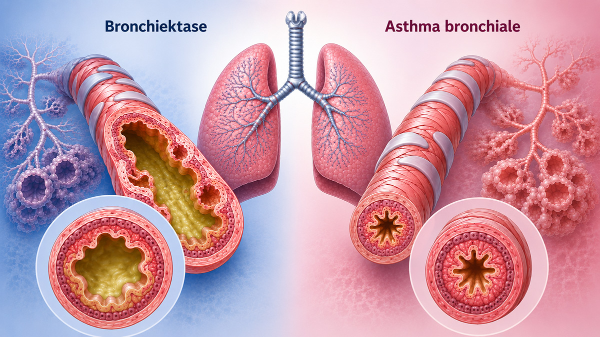 Teaserbild zum CME: Bronchiektasen bei Asthma bronchiale – Pathophysiologie, Exazerbationen und Therapie